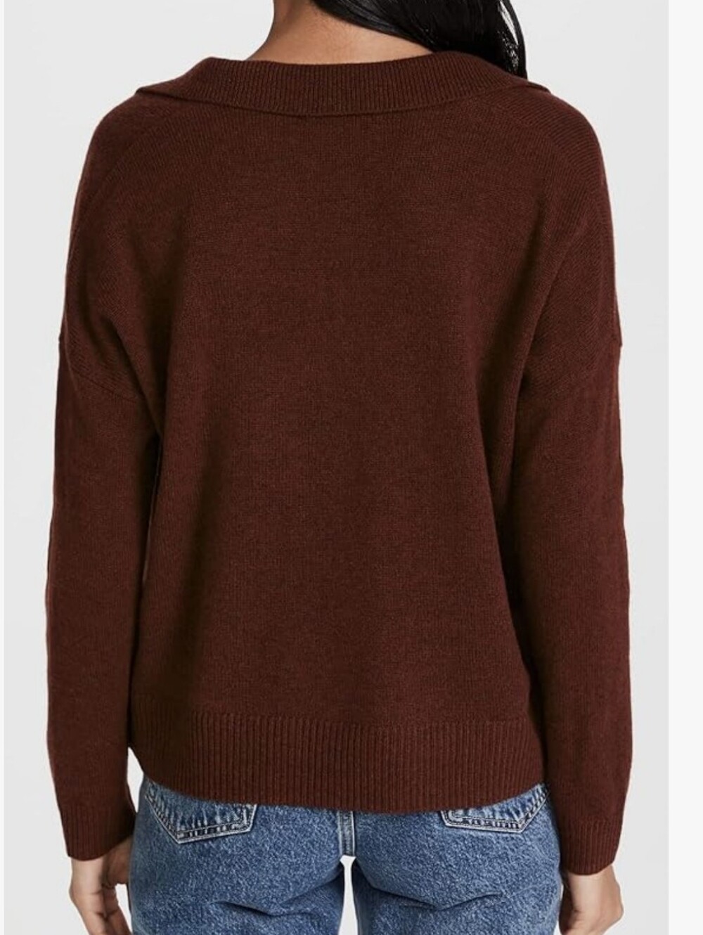 NWOT Madewell Davie Polo Sweater Crop Brown Collared Merino Wool Casual - Picture 4 of 8